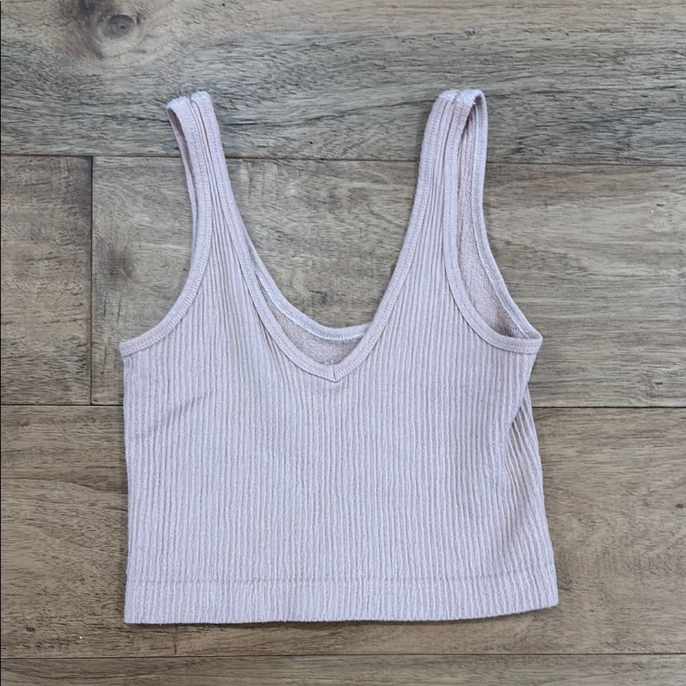 Urban Outfitters White Ribbed Crop Tank Top
